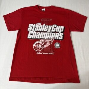 Vintage 2002 Detroit Red Wings Stanley Cup Champions Shirt Parade Medium Men's